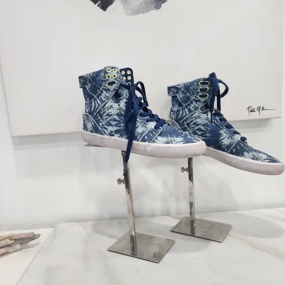 [ SUPRA] boys size 5,- or mens size 3, blue&amp; white hi top &quot; SKYFALL&quot; sneakers