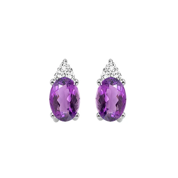 10KT White Gold & Diamond Classic Book 10K Birthstone Ensembles Fashion Earrings  - 1/10 ctw