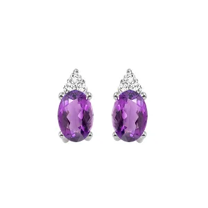 10KT White Gold & Diamond Classic Book 10K Birthstone Ensembles Fashion Earrings  - 1/10 ctw