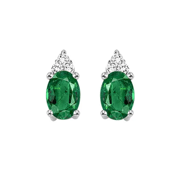 10KT White Gold & Diamond Classic Book 10K Birthstone Ensembles Fashion Earrings  - 1/10 ctw