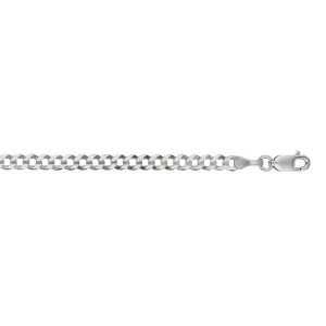14kt 7 inches White Gold 3.6mm Diamond Cut Comfort Curb Chain with Lobster Clasp
