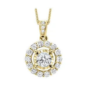 14KT Yellow Gold & Diamond Solitaire Pendant -  1/3 ctw