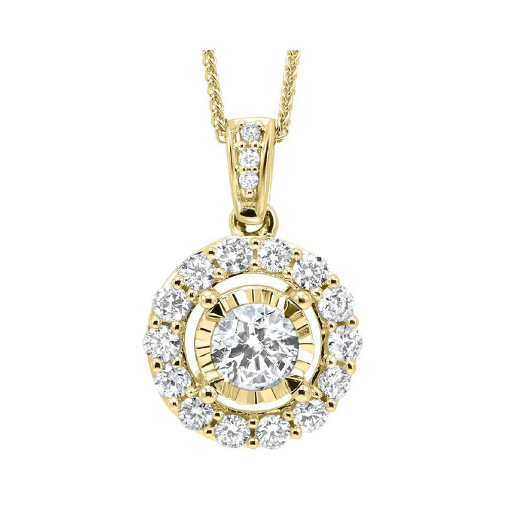 14KT Yellow Gold & Diamond Solitaire Pendant -  1/3 ctw