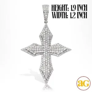 14KW 1.40CTW DIAMOND 3-D POINTED CROSS PENDANT