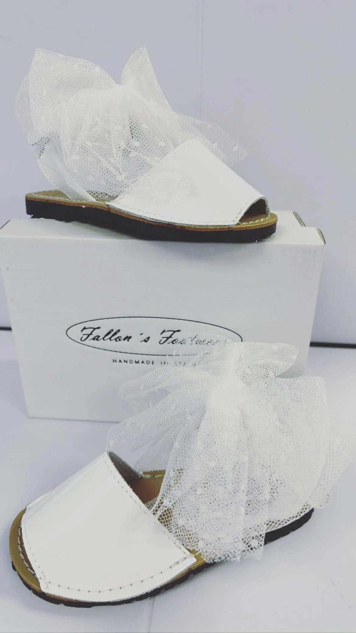 17403 White Tulle Polka Dot Bow Sandals