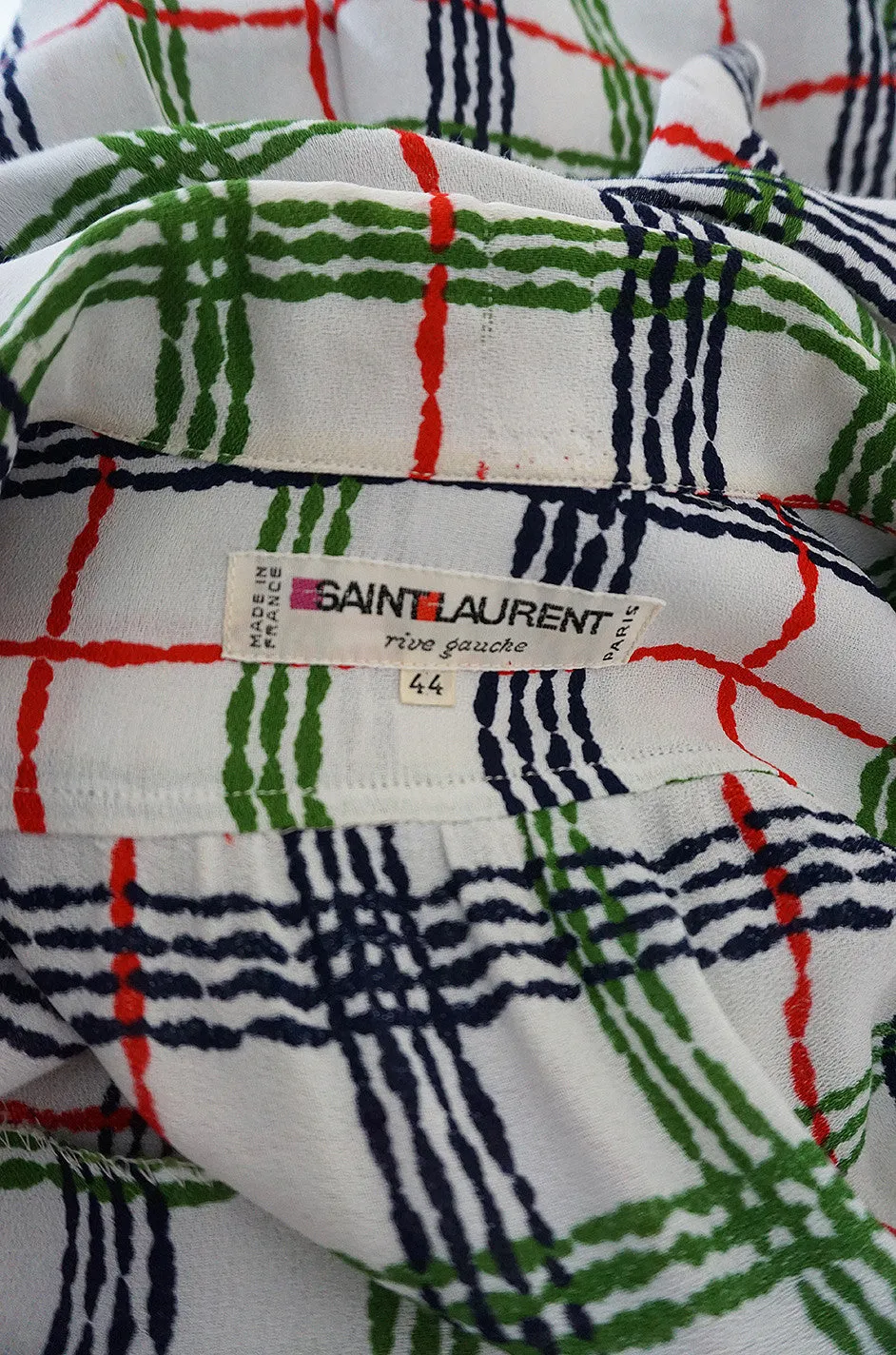 1980s Yves Saint Laurent Crepe Print Day Dress