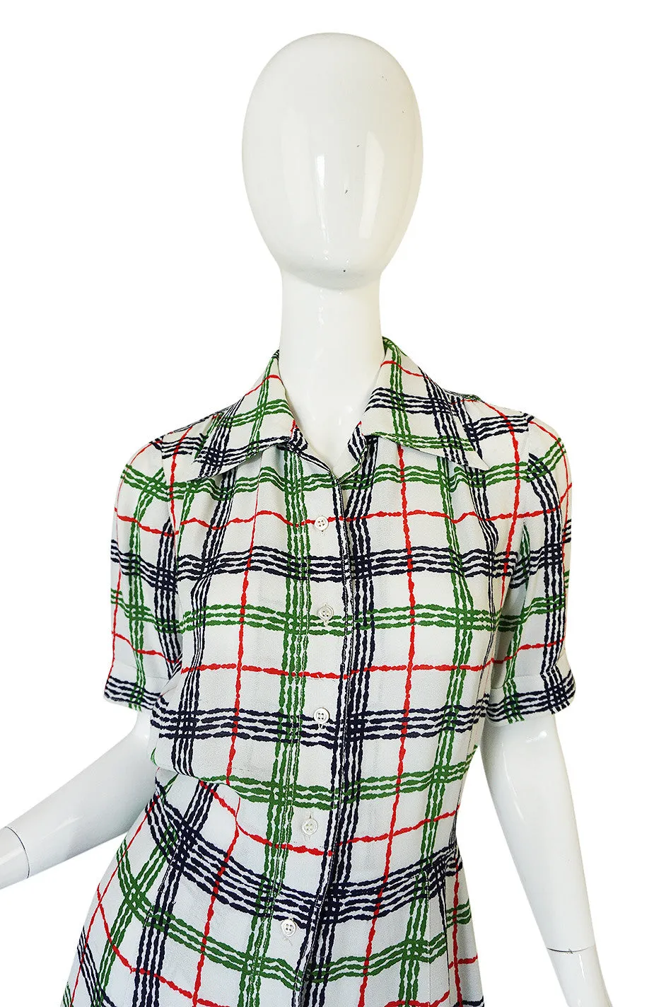 1980s Yves Saint Laurent Crepe Print Day Dress