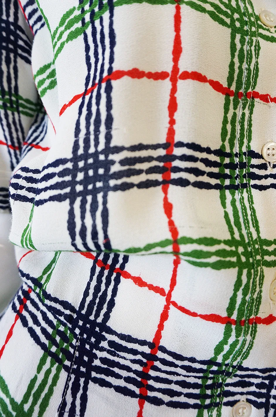 1980s Yves Saint Laurent Crepe Print Day Dress