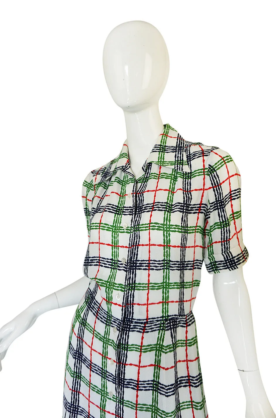 1980s Yves Saint Laurent Crepe Print Day Dress