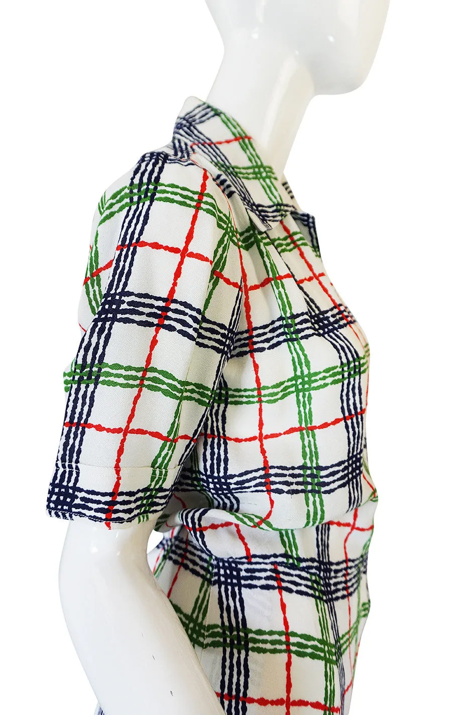 1980s Yves Saint Laurent Crepe Print Day Dress