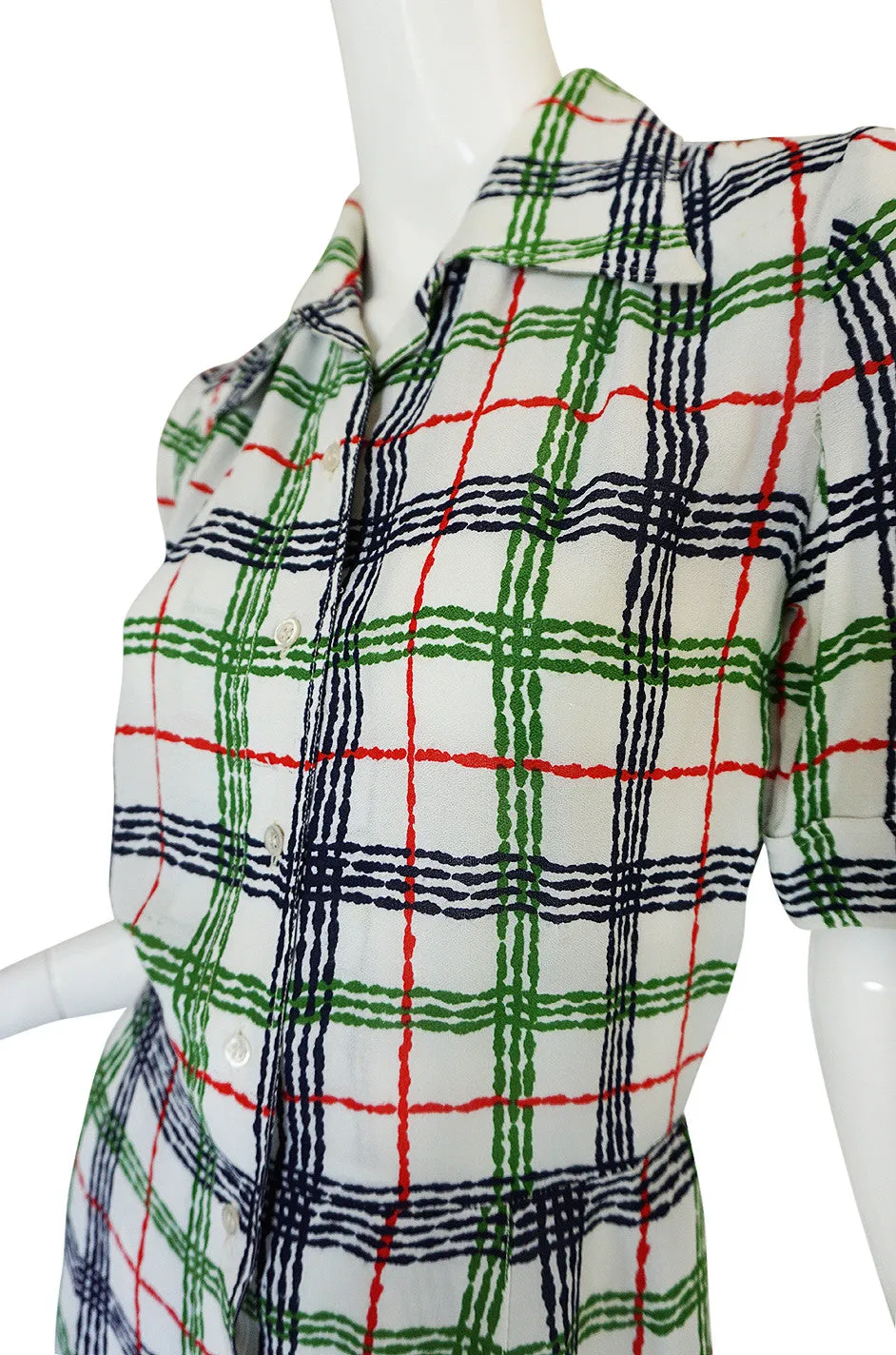 1980s Yves Saint Laurent Crepe Print Day Dress