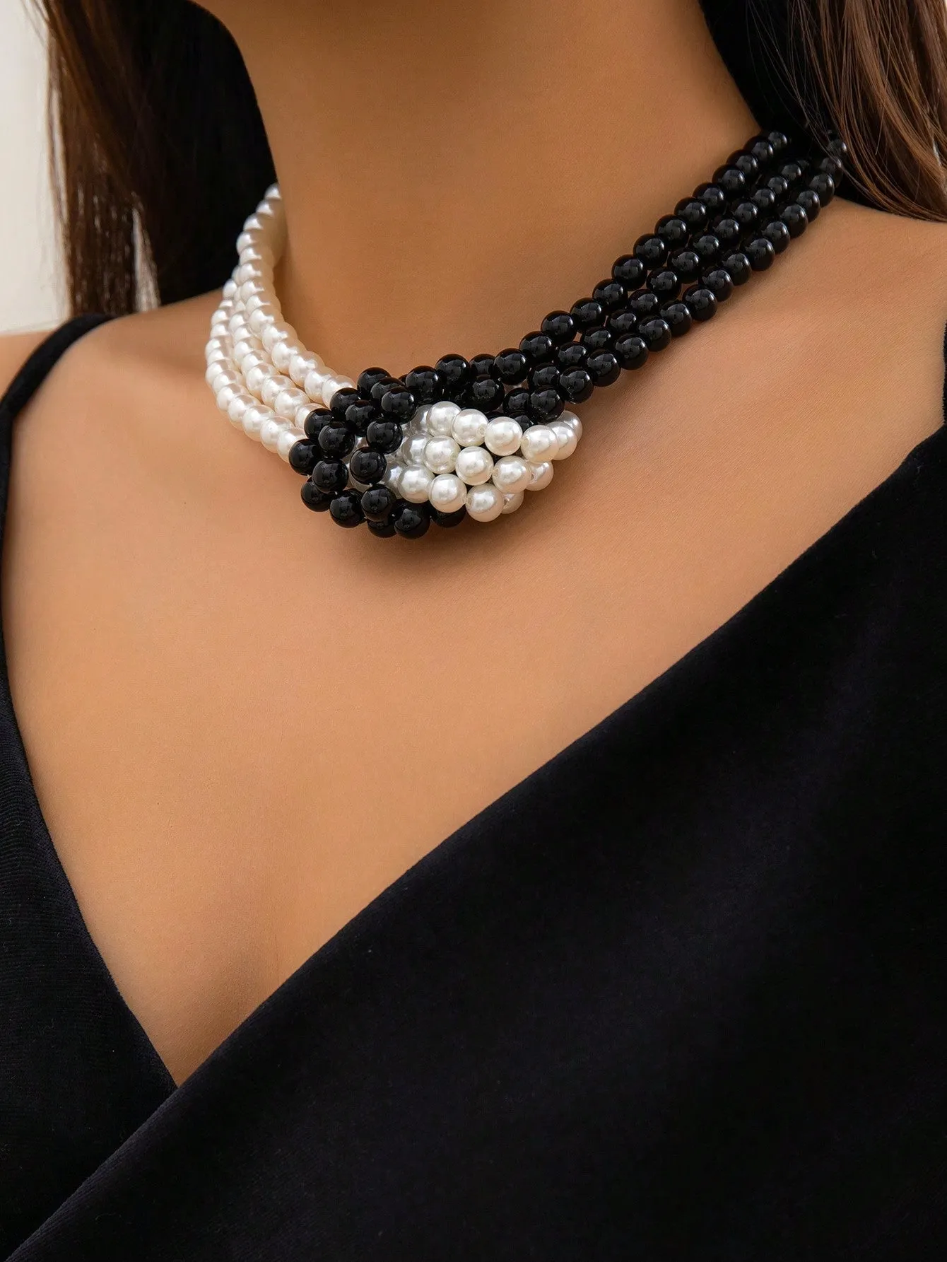 1pc Stylish Faux Pearl Bead Clavicle Necklace