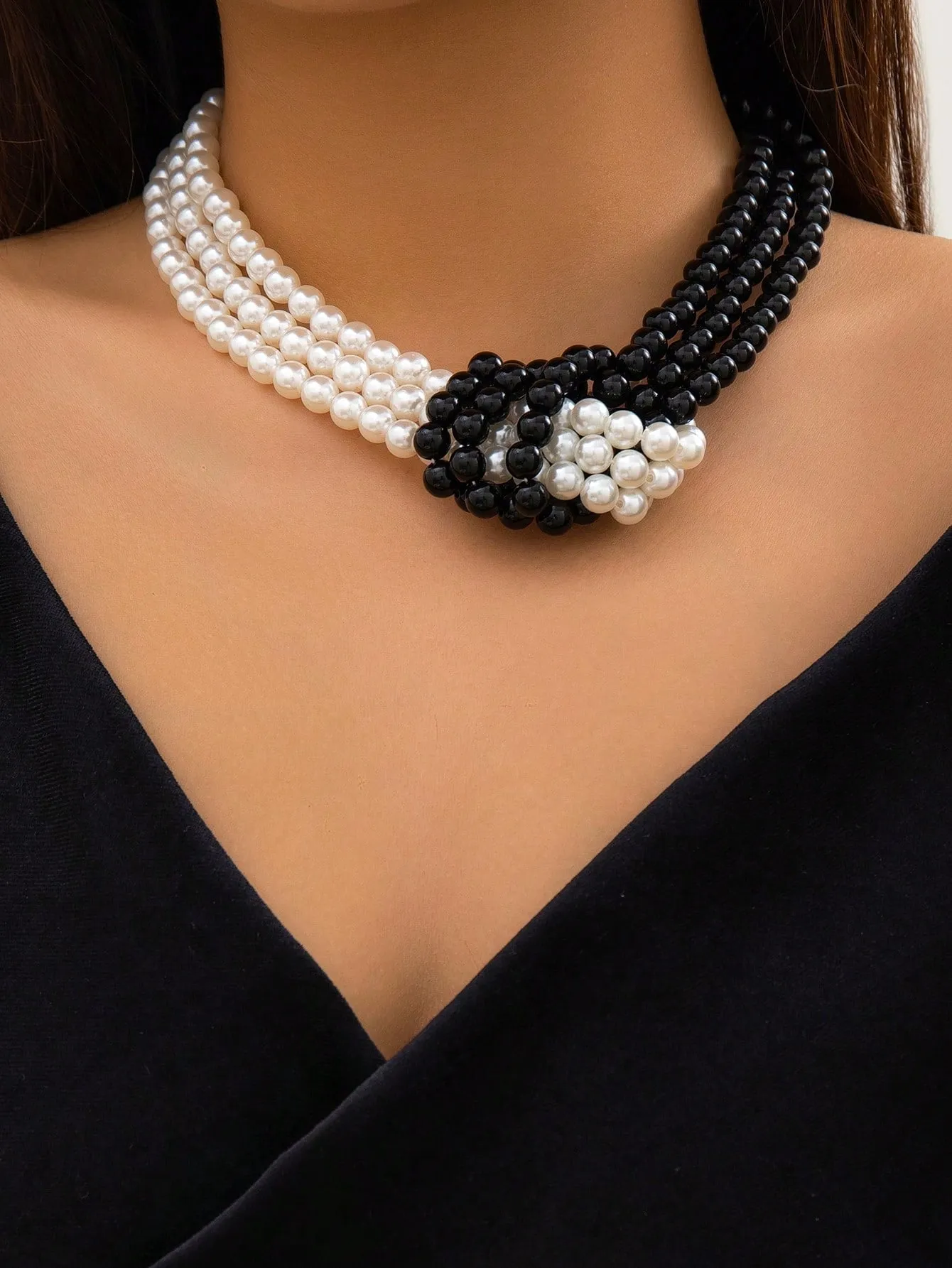 1pc Stylish Faux Pearl Bead Clavicle Necklace