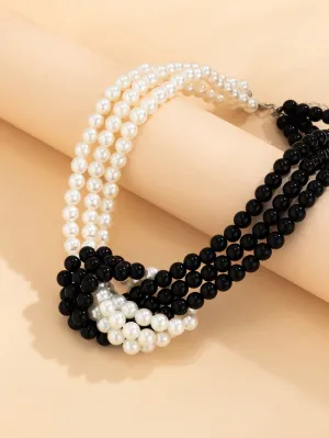 1pc Stylish Faux Pearl Bead Clavicle Necklace