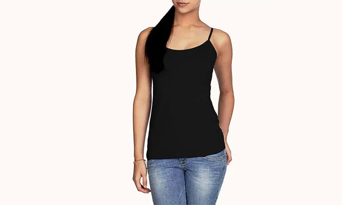6-Pack: Cotton Ladies Camisole with Adjustable Straps - Assorted