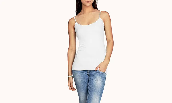 6-Pack: Cotton Ladies Camisole with Adjustable Straps - Assorted