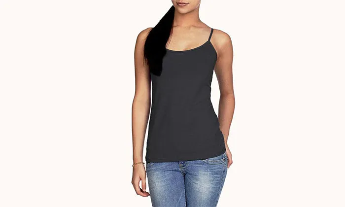 6-Pack: Cotton Ladies Camisole with Adjustable Straps - Assorted