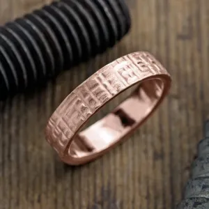 6mm 14k Rose Gold Mens Wedding Band, Textured Matte