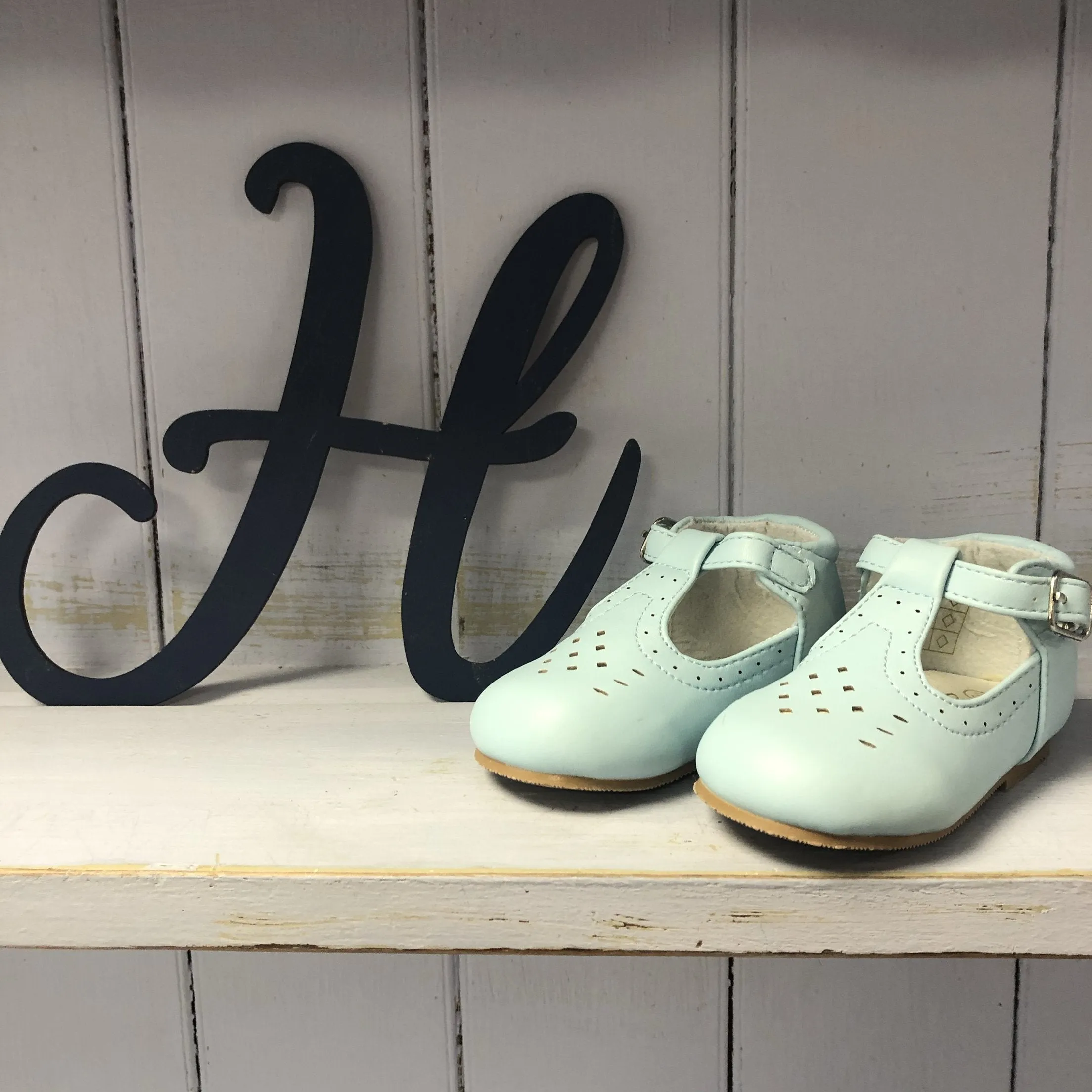 Aaron - Baby Blue T-bar Shoes