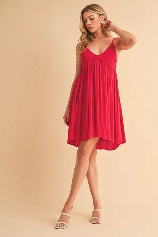 Aemi   Co Ruched Plunge Mini Cami Dress