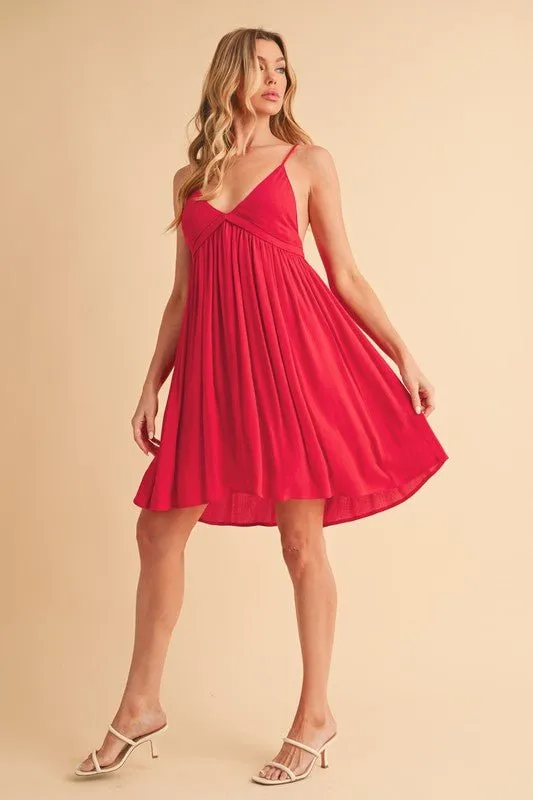 Aemi   Co Ruched Plunge Mini Cami Dress