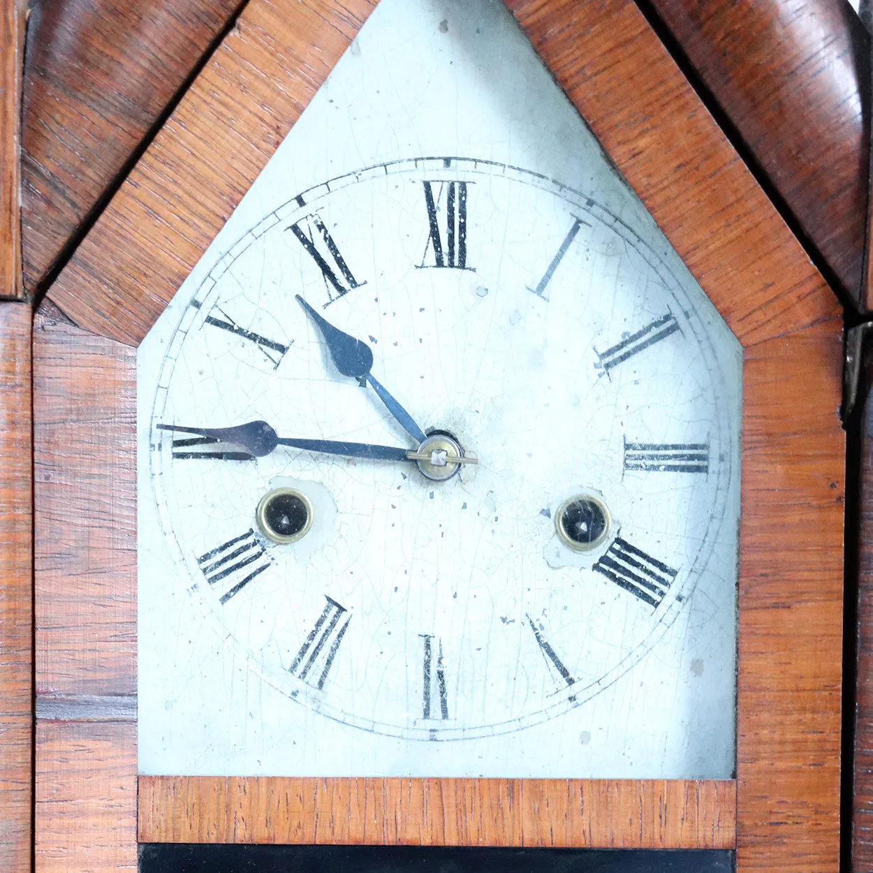 American New Haven Clock Company Rosewood Veneer Steeple 8-Day Shelf Clock