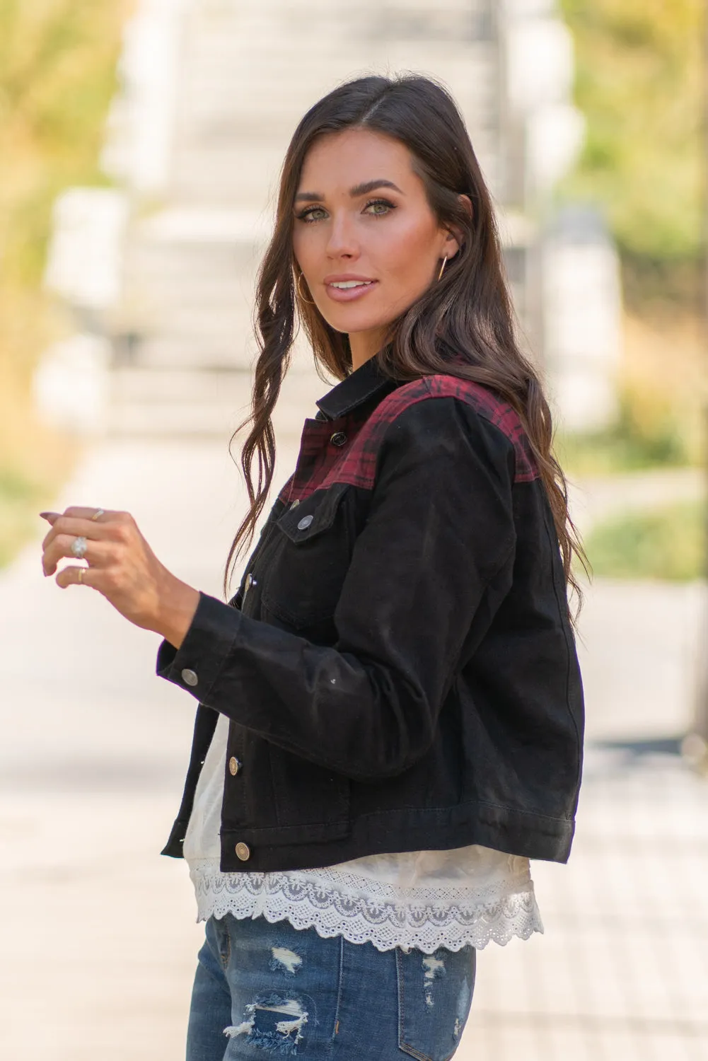 Aspen Buffalo Plaid Denim Jacket
