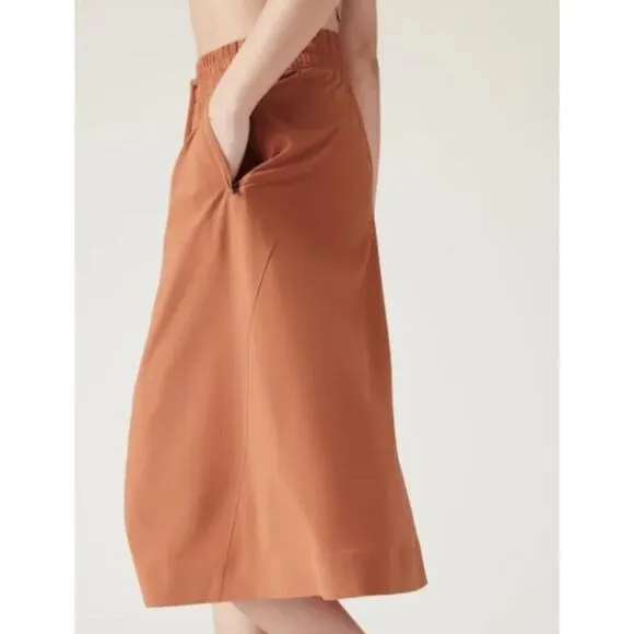 Athleta Arrival MIDI Skirt Size 14 Sunbaked Clay Red NWT Fall Travel Comfort $89