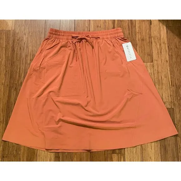 Athleta Arrival MIDI Skirt Size 14 Sunbaked Clay Red NWT Fall Travel Comfort $89