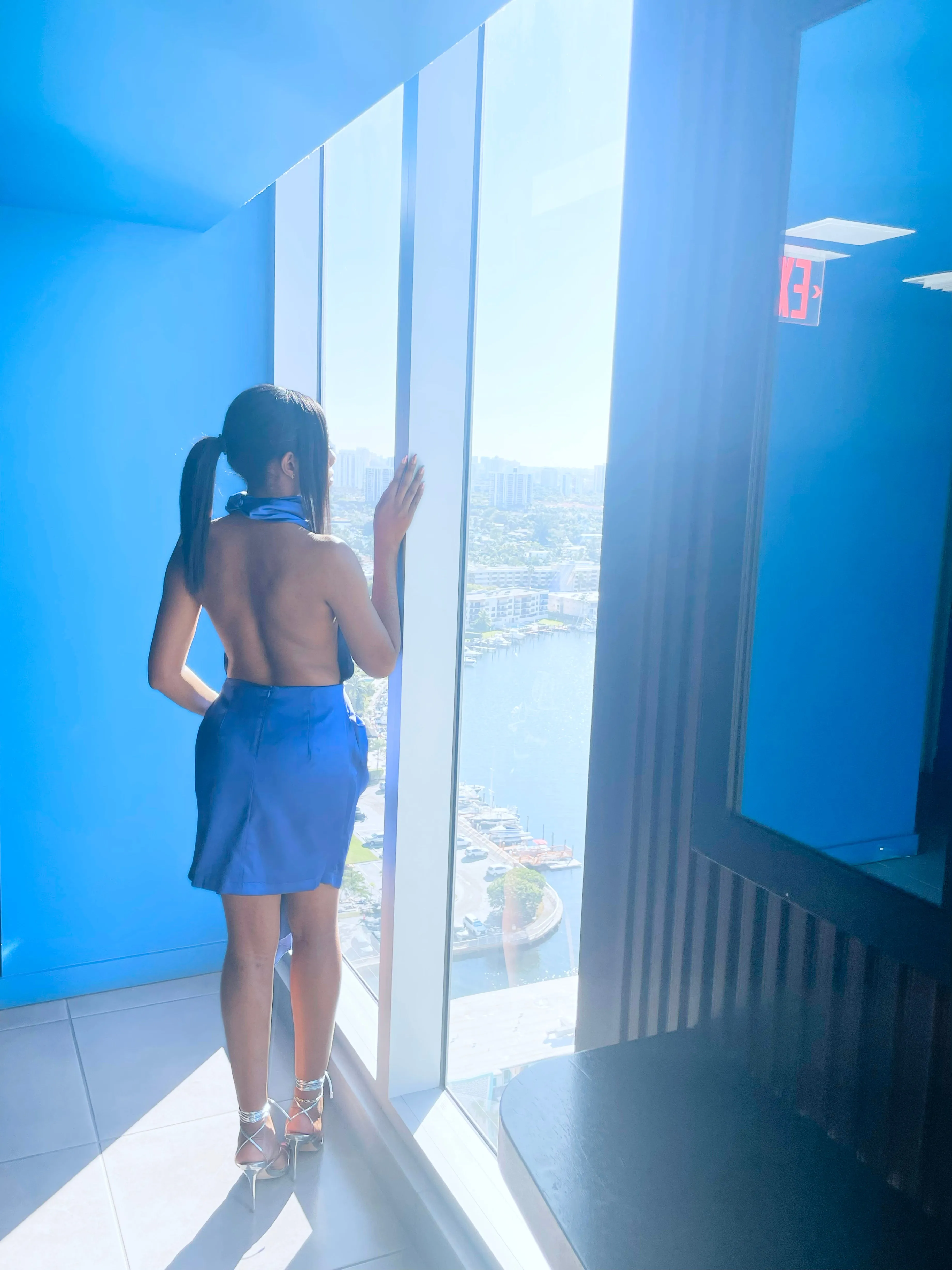Aura Deep Blue Satin Dress