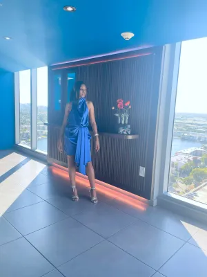 Aura Deep Blue Satin Dress