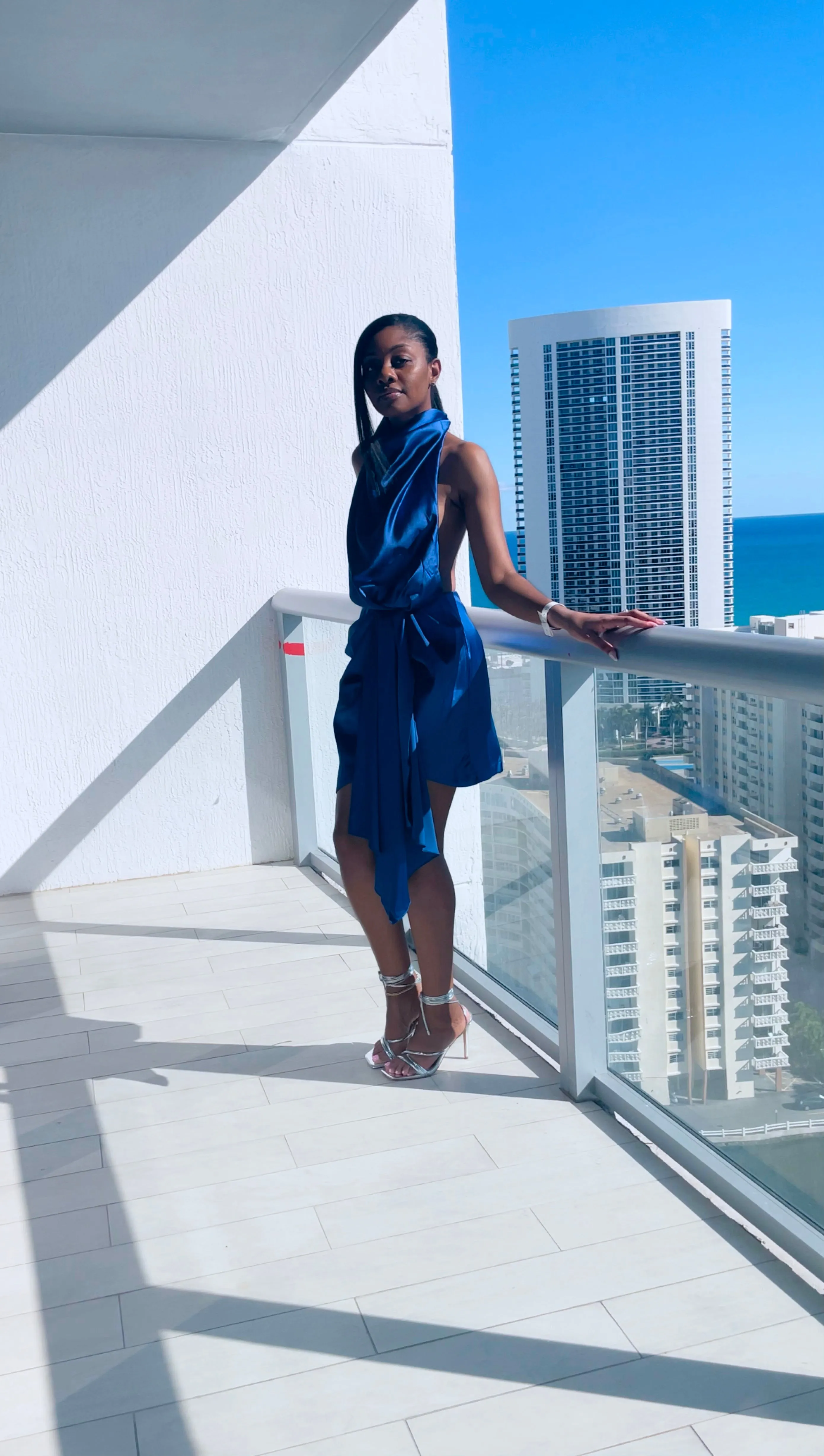 Aura Deep Blue Satin Dress
