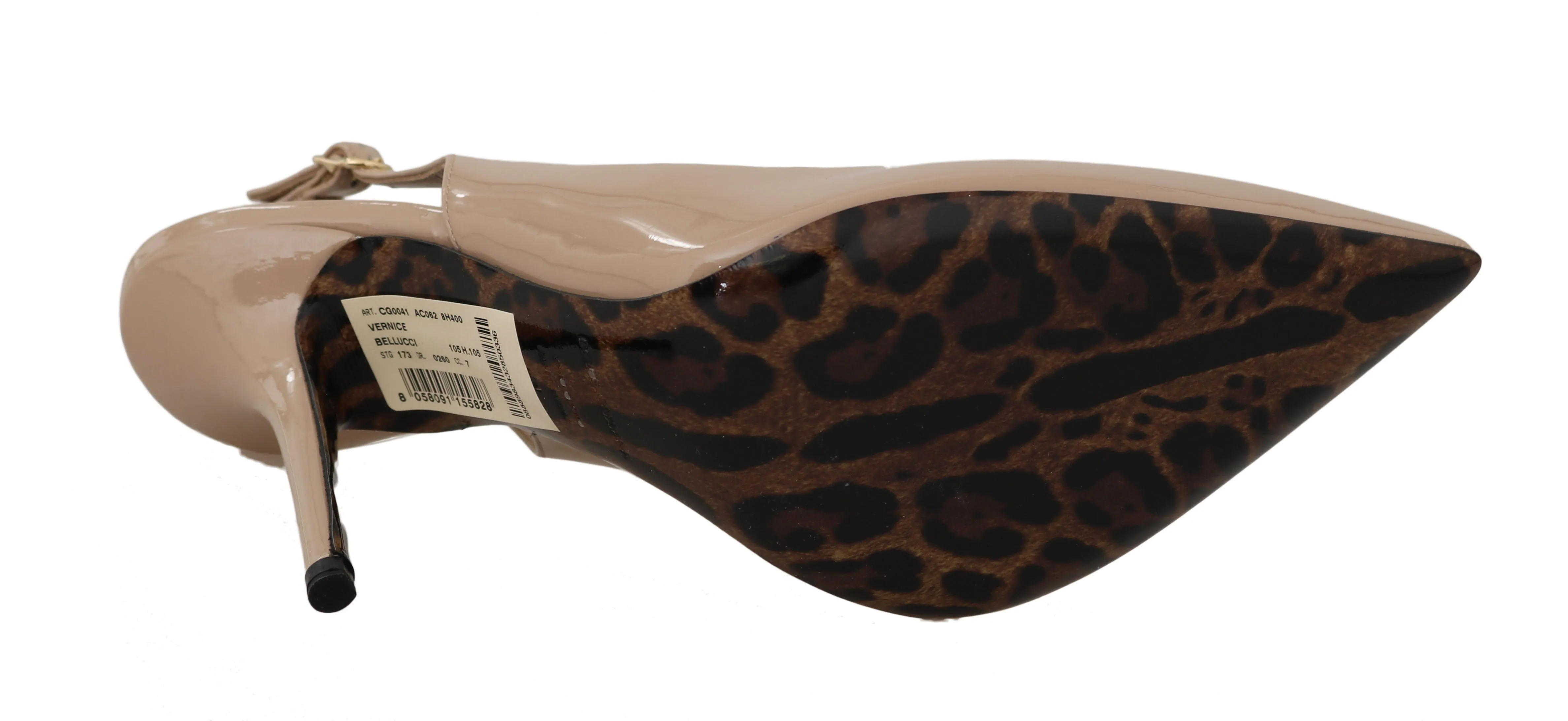 Beige Patent Leather Slingbacks