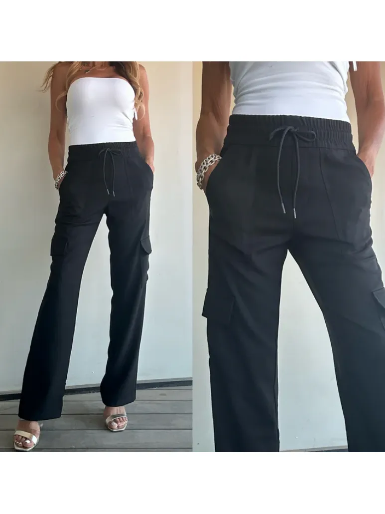 Bevy Flog Sapir Cargo Pants in Black Twill