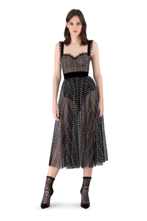 Black Lace Bustier Dress