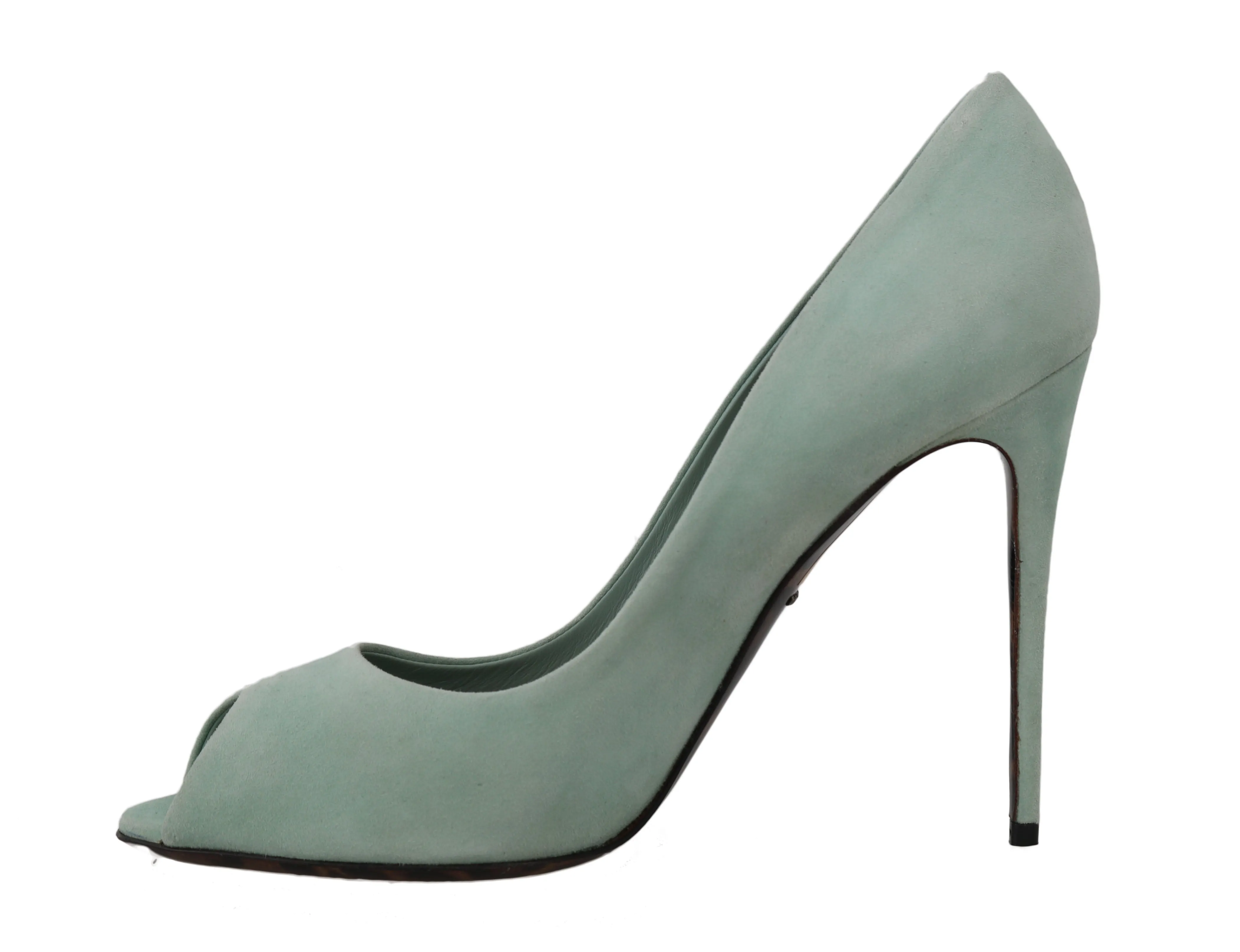 Blue Suede Stiletto Open Peep