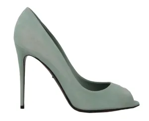 Blue Suede Stiletto Open Peep