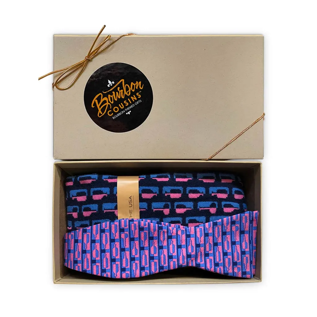 Bourbon Row Bow Tie   Sock Gift Set | Pink   Navy