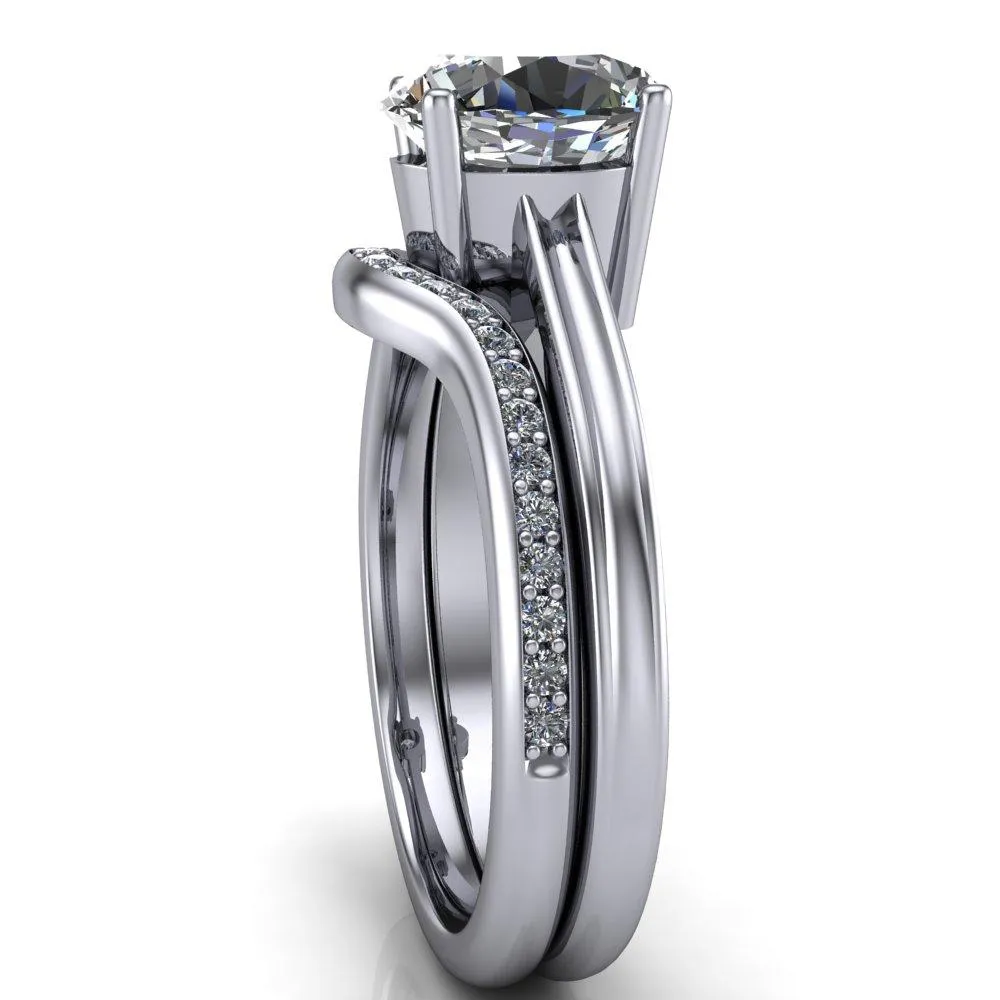 Brogue Oval Center Stone 4 Prong Under Bezel Ring