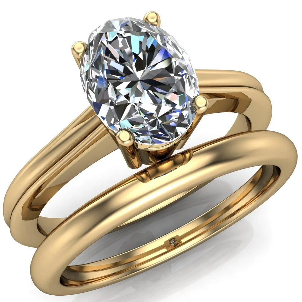 Brogue Oval Center Stone 4 Prong Under Bezel Ring