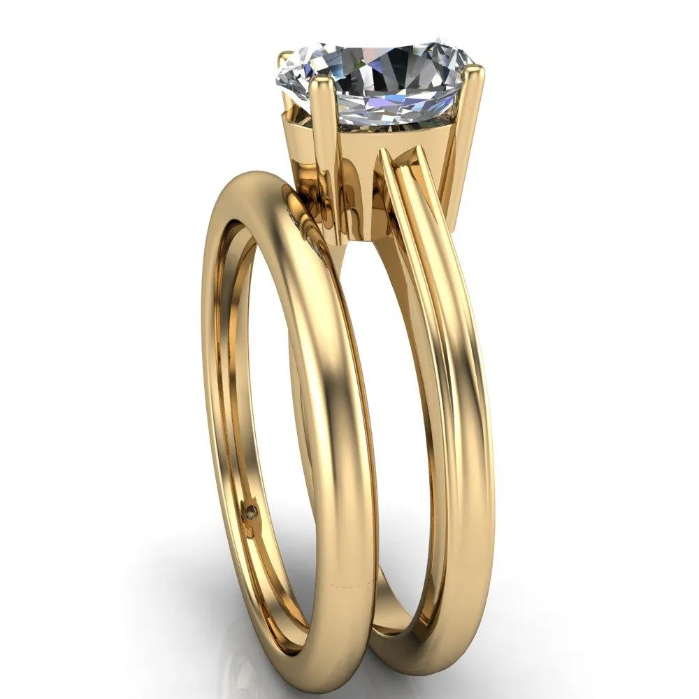 Brogue Oval Center Stone 4 Prong Under Bezel Ring
