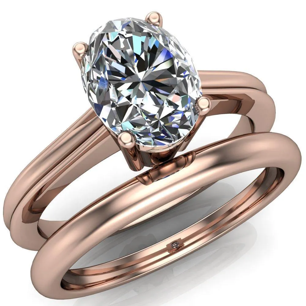 Brogue Oval Center Stone 4 Prong Under Bezel Ring