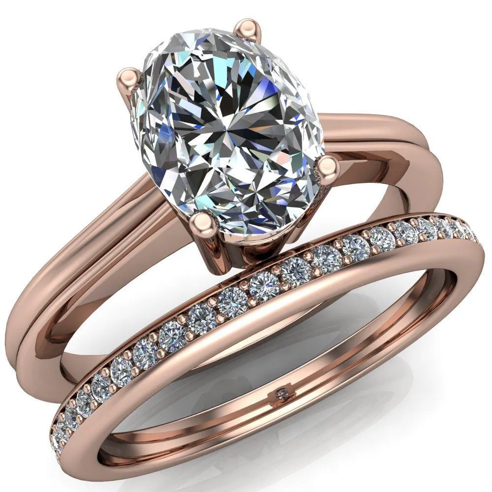Brogue Oval Center Stone 4 Prong Under Bezel Ring