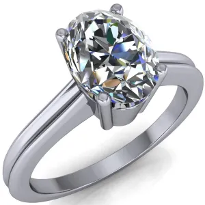 Brogue Oval Center Stone 4 Prong Under Bezel Ring