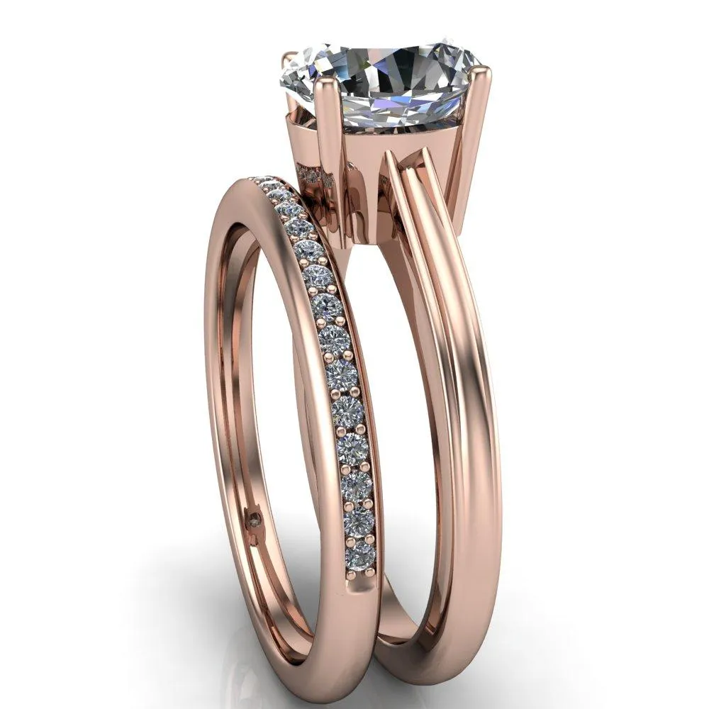 Brogue Oval Center Stone 4 Prong Under Bezel Ring