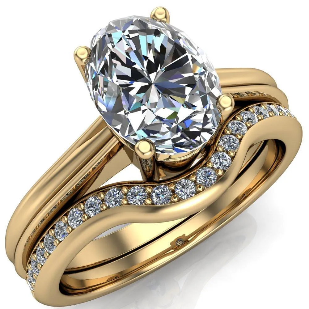 Brogue Oval Center Stone 4 Prong Under Bezel Ring