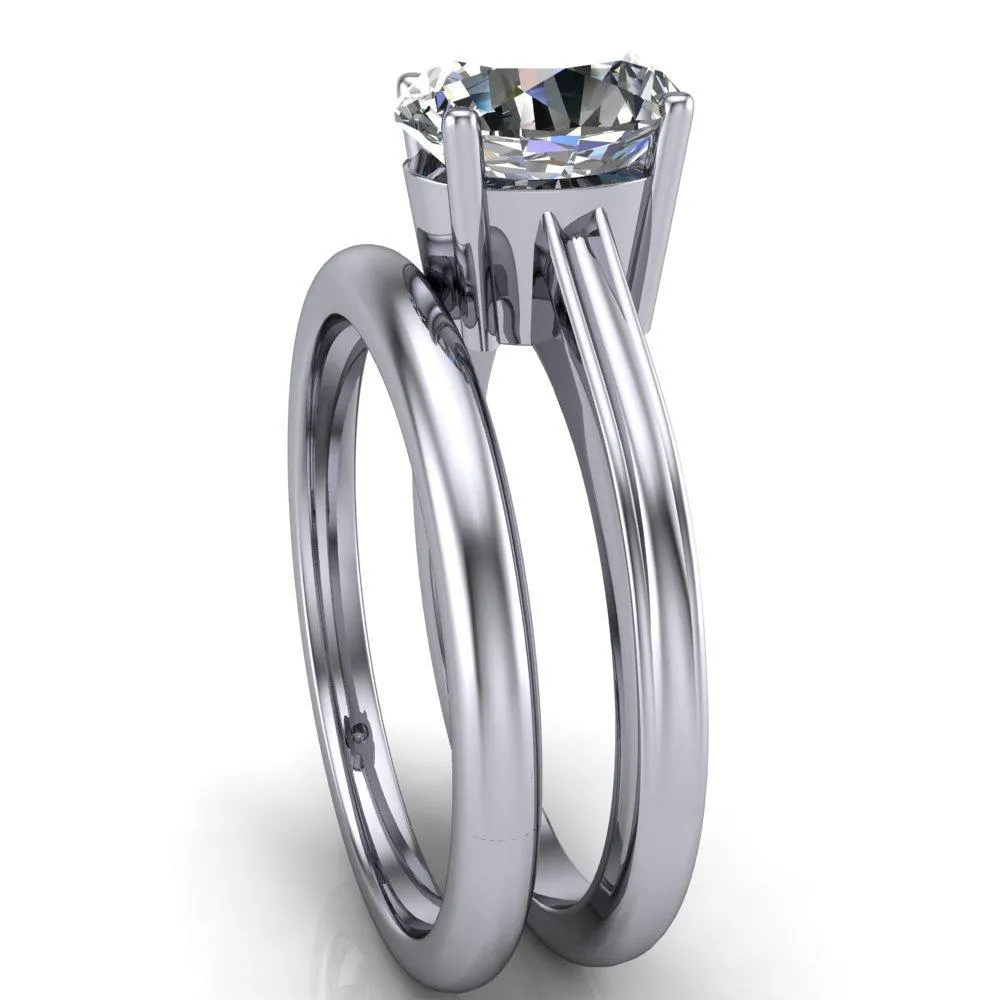 Brogue Oval Center Stone 4 Prong Under Bezel Ring