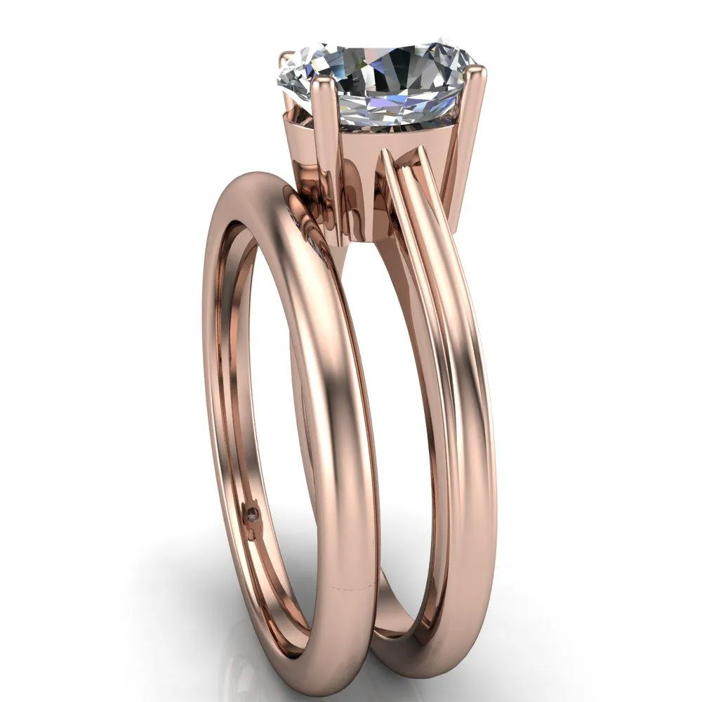 Brogue Oval Center Stone 4 Prong Under Bezel Ring