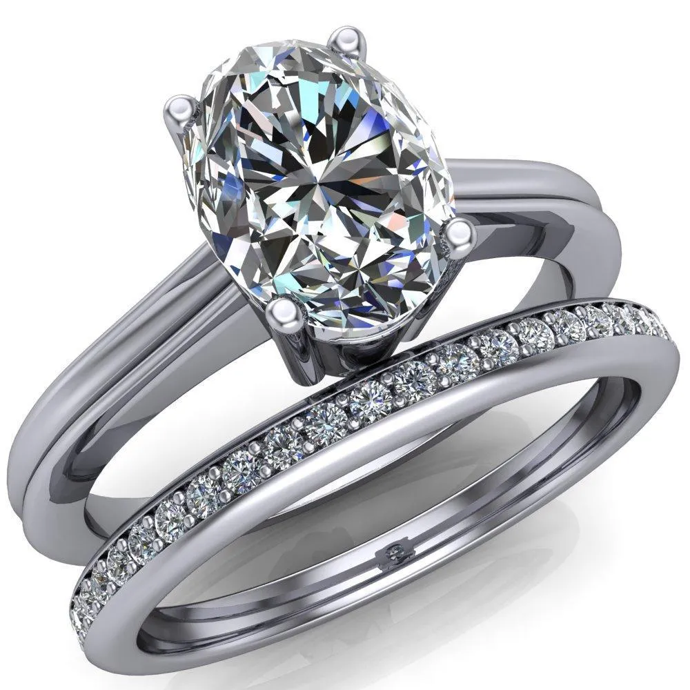 Brogue Oval Center Stone 4 Prong Under Bezel Ring