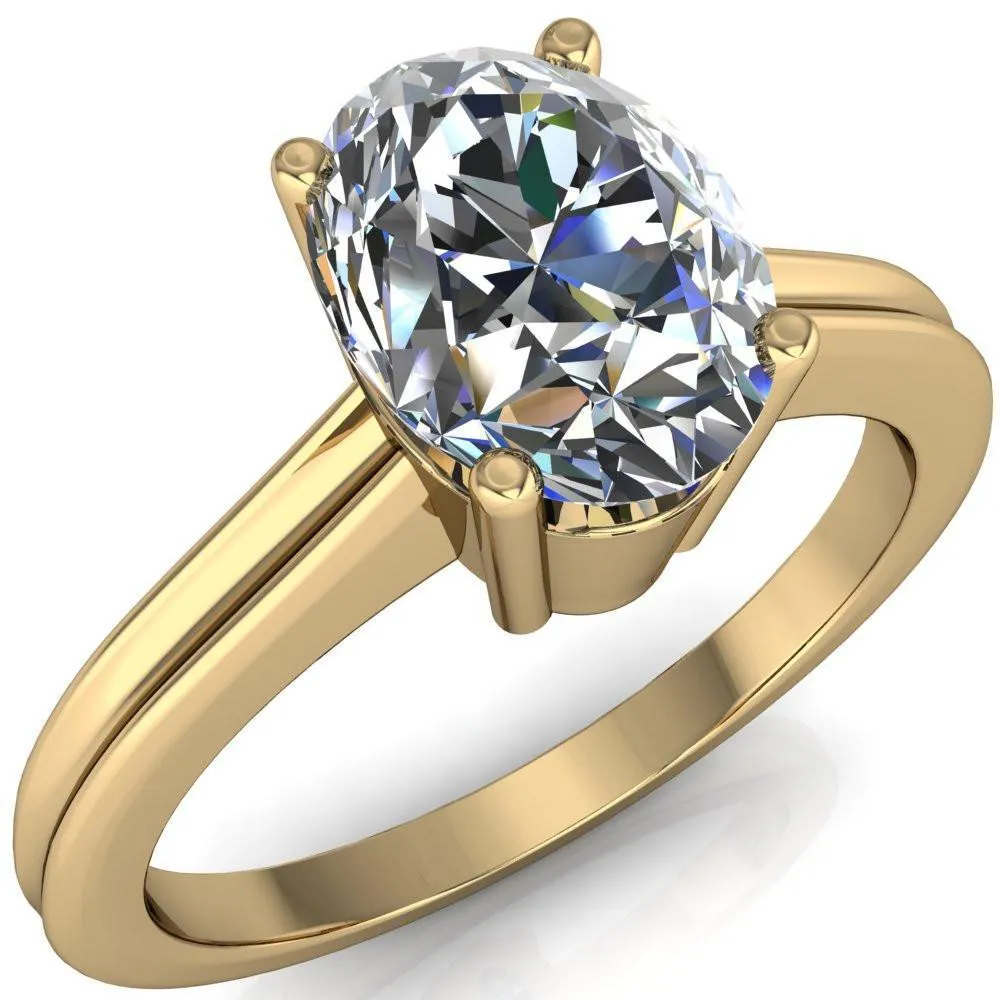 Brogue Oval Center Stone 4 Prong Under Bezel Ring